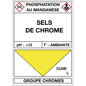 Étiquette Cuve Phosphatation au Manganese Sels de Chrome