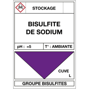 Étiquette Cuve Stockage Bisulfite de Sodium