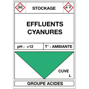 Étiquette Cuve Stockage Effluents Cyanures