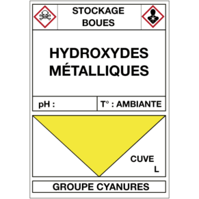 Étiquette Cuve Stockage Boue Hydroxydes Métalliques