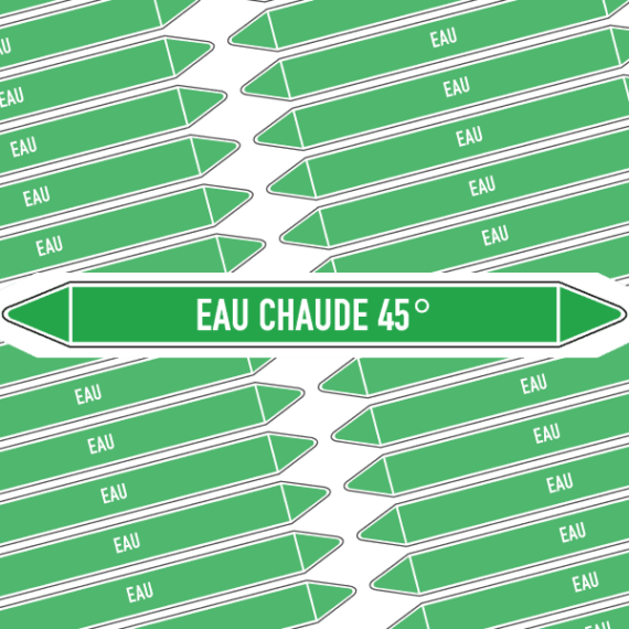 Marqueur Tuyauterie EAU CHAUDE 45°