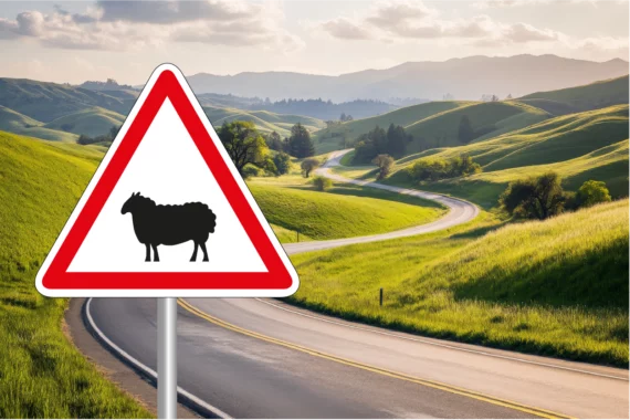 Panneau Danger Passage d'Animaux Domestiques - A15a2 ROUT-0048