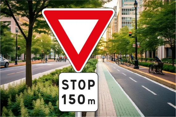 Panneau Stop 150m - AB3 + M5a ROUT-0068