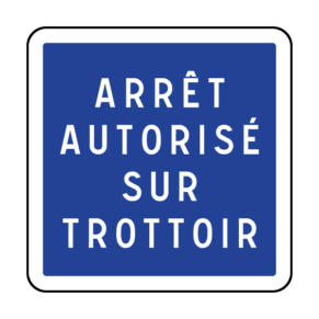 Panneau d'Indication Arrêt Autorisé sur Trottoir - C50