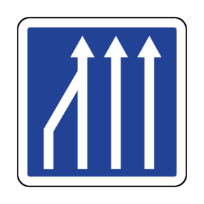 Panneau d'Indication d'une Réduction du Nombre de Voies de Circulation (passage de 4 à 3 voies) - C28-1