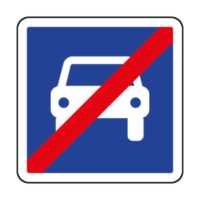 Panneau d'Indication d'une Route à Accès Réglementé - Fin de Route pour Automobiles C108