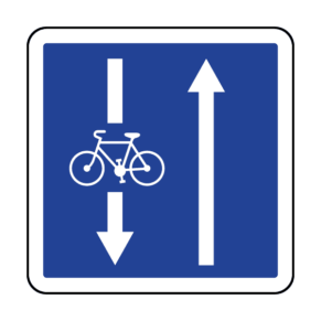 Panneau d'Indication de Conditions Particulières de Circulation - Cyclistes Arrivant en Sens Inverse C24a-2