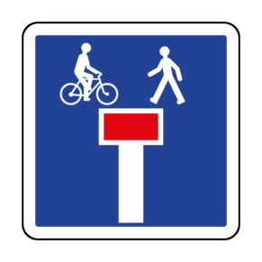 Panneau d'Indication d'une Impasse Comportant une Issue pour les Piétons et les Cyclistes - C13d
