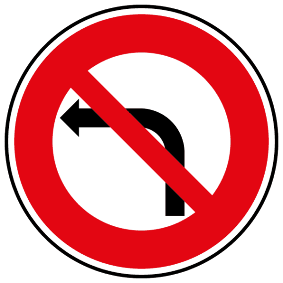 Panneau Interdiction de Tourner à Gauche à la Prochaine Intersection - B2a