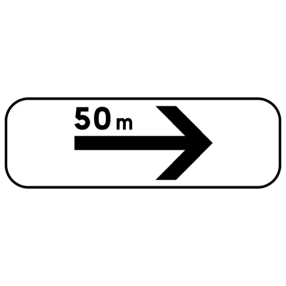 Panneau Flèche Indicative Tournez à Droite dans 50 Mètres - M3b
