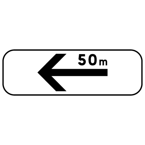 Panneau Flèche Indicative Tournez à Gauche dans 50 Mètres - M8e