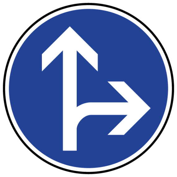 Panneau Direction Tout Droit ou à Droite Obligatoire - B21d1
