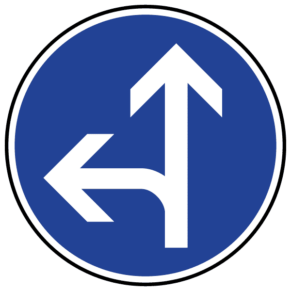 Panneau Direction Tout Droit ou à Gauche - B21d2