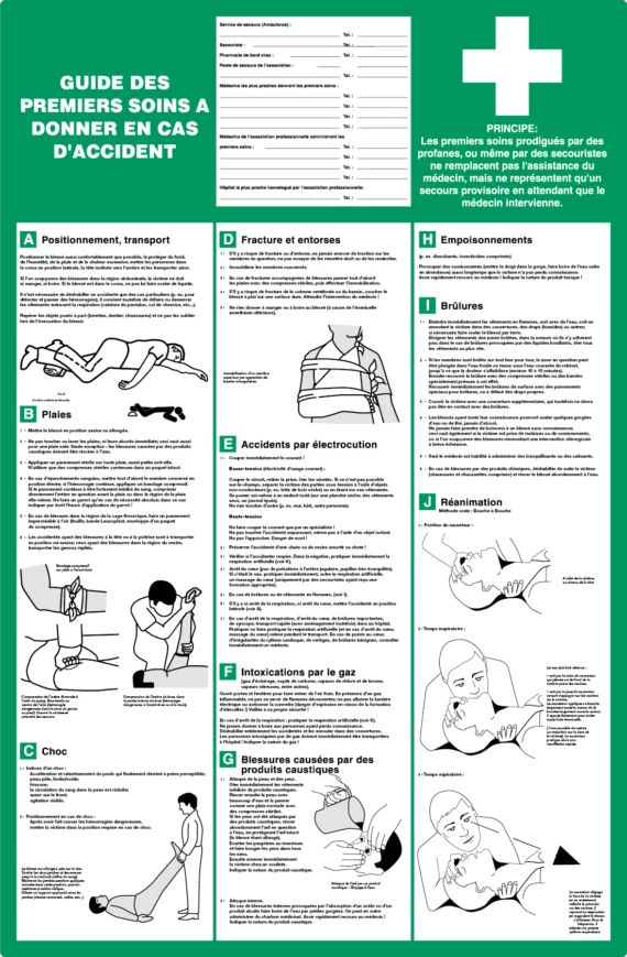 Consignes Guide des Premiers Soins En Cas d'Accident PS-0001