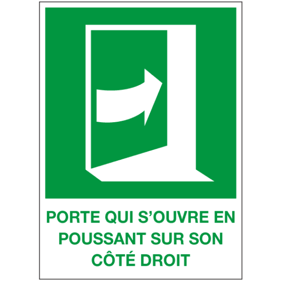 Panneau Porte qui s'Ouvre en Poussant sur son Côté Droit ISO 7010