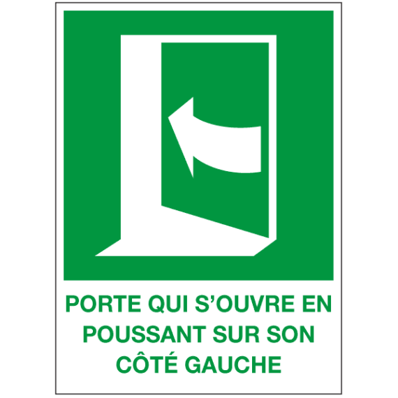 Panneau Porte qui s'Ouvre en Poussant sur son Côté Gauche ISO 7010
