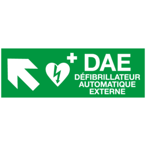 Panneau Défibrillateur Automatique Externe en Haut à Gauche
