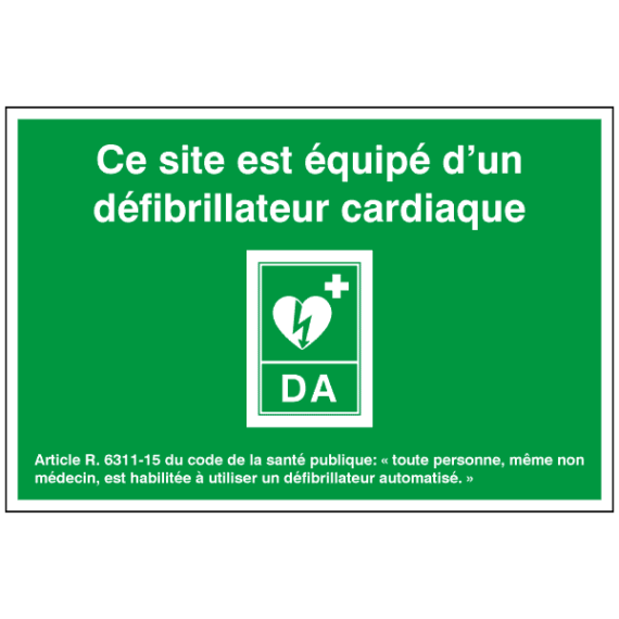 Panneau Site Équipé d'un Défibrillateur Cardiaque