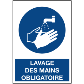 Panneau Lavage des Mains Obligatoire ISO 7010