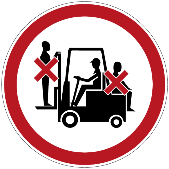 Panneau Interdiction d'Accompagner sur le Chariot ISO 7010
