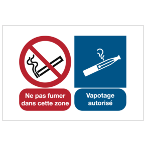 Consignes de Sécurité Ne Pas Fumer Dans Cette Zone - Vapotage Autorisé ISO 7010