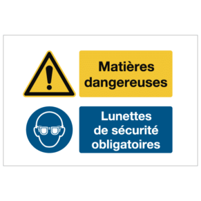 Consignes de Sécurité Matières Dangereuses - Lunettes de Sécurité Obligatoires ISO 7010