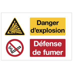 Consignes de Sécurité Danger d'Explosion - Défense de Fumer ISO 7010