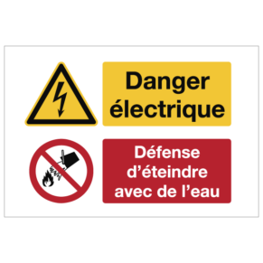 Consignes de Sécurité Danger Électrique - Défense d'Éteindre avec de l'Eau ISO 7010