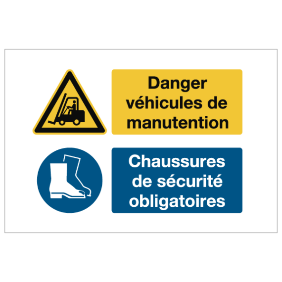 Consignes de Sécurité Danger Véhicules de Manutention - Chaussures de Sécurité Obligatoires ISO 7010