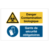 Consignes de Sécurité Danger Contamination Biologique - Gants de Sécurité Obligatoires ISO 7010