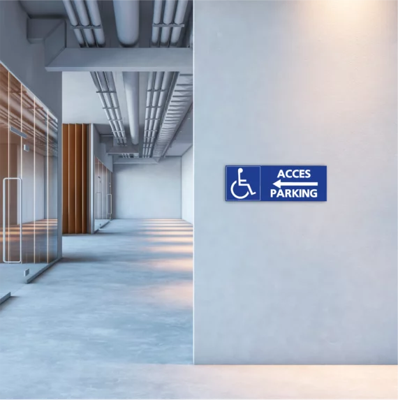 Panneau Accès Parking PMR à Gauche PMR-0103
